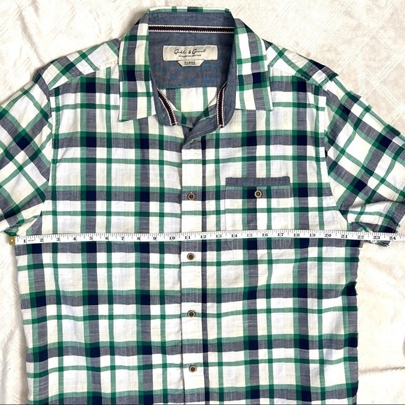 Gable & Grant White Blue Green Plaid Casual Button Down Short Sleeve Shirt XL - Picture 9 of 11